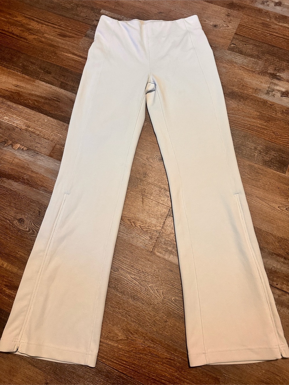 Lululemon White Ribbed Flared Pants